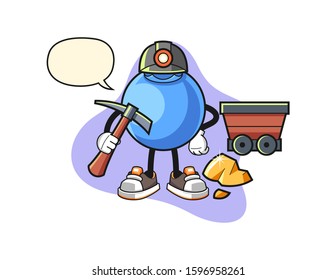 Blueberry miner with speech bubble cartoon. Mascot Character vector.