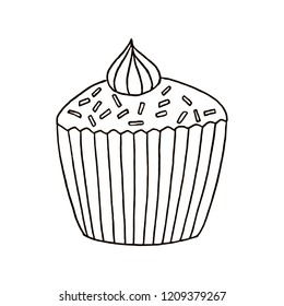blueberry muffin cupcake vector line icon. Sweet food symbol.