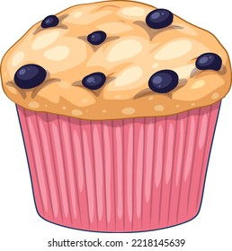 A blueberry muffin isolated illustration