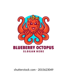 blueberry octopus logo design vector