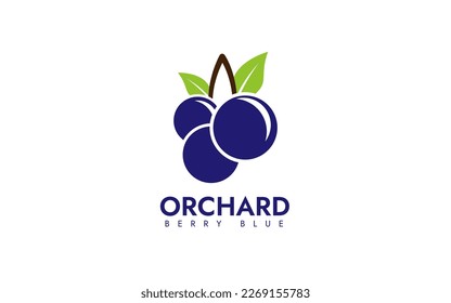 Diseño del logotipo de Blueberry Orchard. Vector de logotipo de Blueberry sencillo moderno