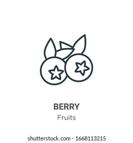 Blueberry outline vector icon. Thin line black blueberry icon, flat vector simple element illustration from editable fruits concept isolated stroke on white background
