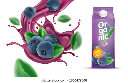 Blueberry con Packaging se burlan. De espacio libre para su copia y marca. Concepto de alimentos para publicidad.