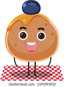 Blueberry Pancake Cartoon Character Illustration
