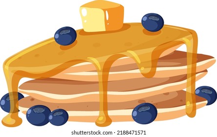 Blueberry pancake with melted butter illustration