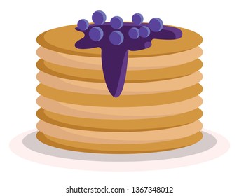 Blueberry pancake vector or color illustration