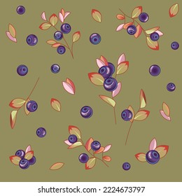 Blueberry pattern in autumn palette