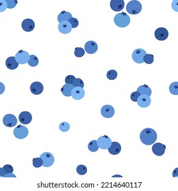 Blueberry pattern. Blueberries on white background. Vector illustration.