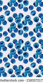 Blueberry Pattern. Ornament. Blue Berry. Print. Wallpaper Or Background. Vector Illustration. Fruit. Vitamins. Watercolor. Blue Spots