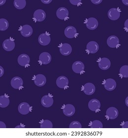 blueberry pattern. purple berries scattered randomly on a seamless background