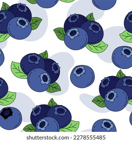 Blueberry Pattern seamless on white background Vector Illustration