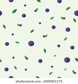 blueberry pattern,blueberry with leaves background,  vector illustration