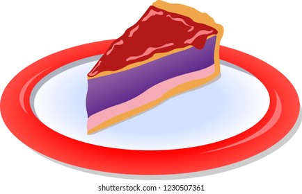 Blueberry pie with cherry topping on a plate