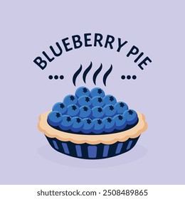 Diseño plano del logotipo del pastel de arándanos