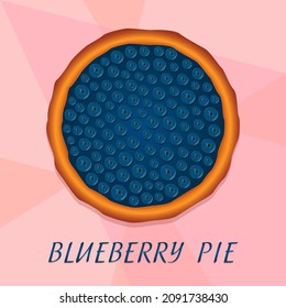 Blueberry pie top view vector