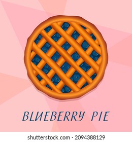 Blueberry pie top view vector