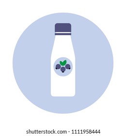 Blueberry plastic bottle yogurt. Vector