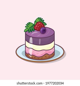 Blueberry and raspberry shortcake, dessert, cake, bakery