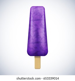 Blueberry realistic ice-cream illustration. Fresh cold dessert. 3d vector style in the summer collection. 