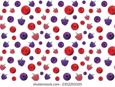 Blueberry Respberry Blackberry Vector Pattern