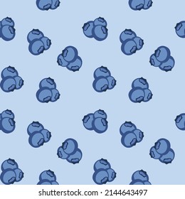 blueberry seamless background vector on light blue background
