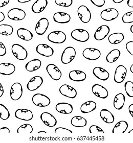 Blueberry Seamless. Doodle Style Vector Design, Isolated on White Background.