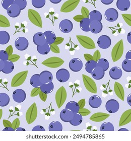 Blueberry Seamless Pattern Background. Vector Illustration Seamless Pattern for Wallpaper or Any Purpose Background