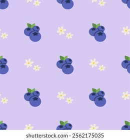 Blueberry Seamless Pattern Background. Vector Illustration Seamless Pattern for Wallpaper or Any Purpose Background