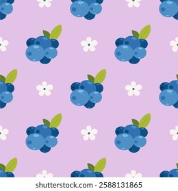 Blueberry Seamless Pattern Background. Vector Illustration Seamless Pattern for Wallpaper or Any Purpose Background