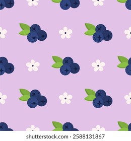 Blueberry Seamless Pattern Background. Vector Illustration Seamless Pattern for Wallpaper or Any Purpose Background