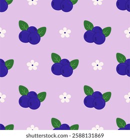 Blueberry Seamless Pattern Background. Vector Illustration Seamless Pattern for Wallpaper or Any Purpose Background