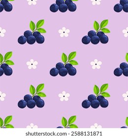 Blueberry Seamless Pattern Background. Vector Illustration Seamless Pattern for Wallpaper or Any Purpose Background