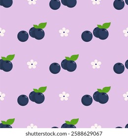 Blueberry Seamless Pattern Background. Vector Illustration Seamless Pattern for Wallpaper or Any Purpose Background