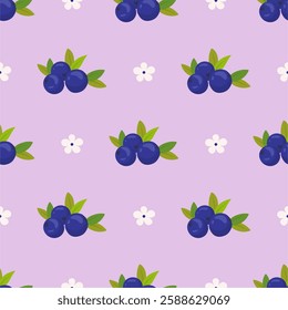 Blueberry Seamless Pattern Background. Vector Illustration Seamless Pattern for Wallpaper or Any Purpose Background