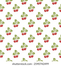 Blueberry Seamless Pattern Background. Vector Illustration Seamless Pattern for Wallpaper on white Background, Seamless pattern with red berries branches.