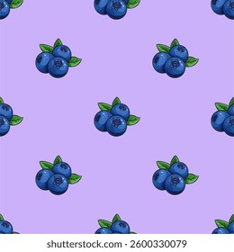 Blueberry Seamless Pattern Background. Vector Illustration Seamless Pattern for Wallpaper or Any Purpose Background