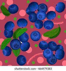 blueberry. Seamless pattern blueberries. drawing