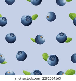 Patrón de arándanos sin fisuras con bayas de dibujos animados. Ilustración vectorial Fondo natural para envolver papel y textiles