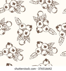 Blueberry Seamless Pattern. Collection of berries.  Vector illustration of berries for design menus, recipes and packages product.