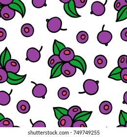 Blueberry seamless pattern. Nice bright berries background.