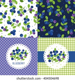 blueberry seamless pattern set. Perfect for wallpaper, wrapping paper, textile and package design