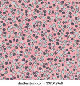 Blueberry seamless pattern in vector. Floral background can be used for textile design, wallpapers and wrapping paper