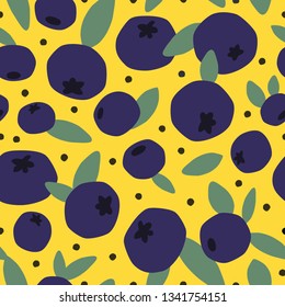 Blueberry Seamless Vector Pattern