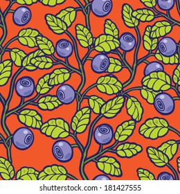 Blueberry seamless vector pattern.