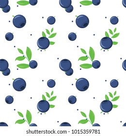 Blueberry seamless vector pattern. Can be used in web design, printed on fabric/paper, as a background, or as an element in a composition.