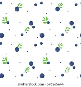 Blueberry seamless vector pattern. Can be used in web design, printed on fabric/paper, as a background, or as an element in a composition.
