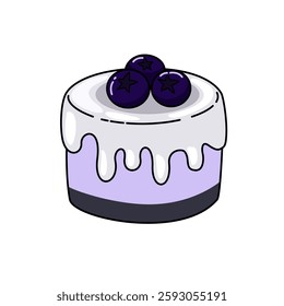 Blueberry shortcake with white glaze and blueberry garnishes