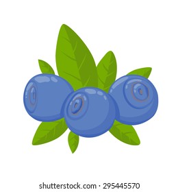Blueberry simple cartoon style vector illustration. Fruit icon.