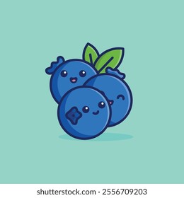 Blueberry smile face mascot cartoon illustration