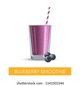 A blueberry smoothie in a glass, vector